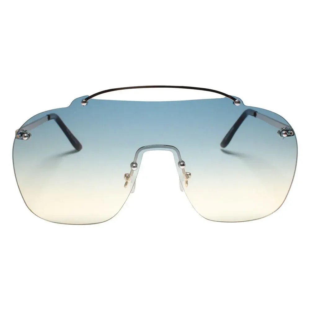 Oversized Rimless Blue Aviator Sunglasses